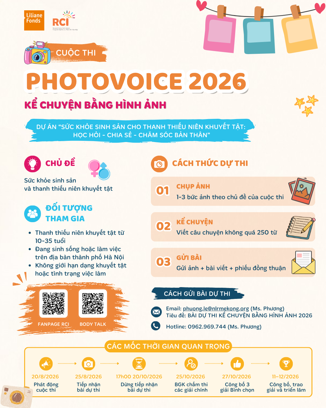 Cuộc thi Photovoice 2026 với chủ đề Sức khỏe sinh sản và thanh thiếu niên khuyết tật